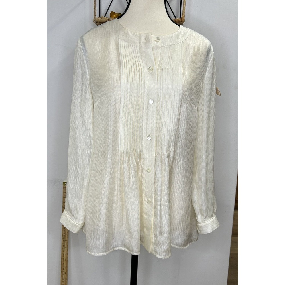 Trina Turk Off White‎ Victorian Long Sleeve Blouse
